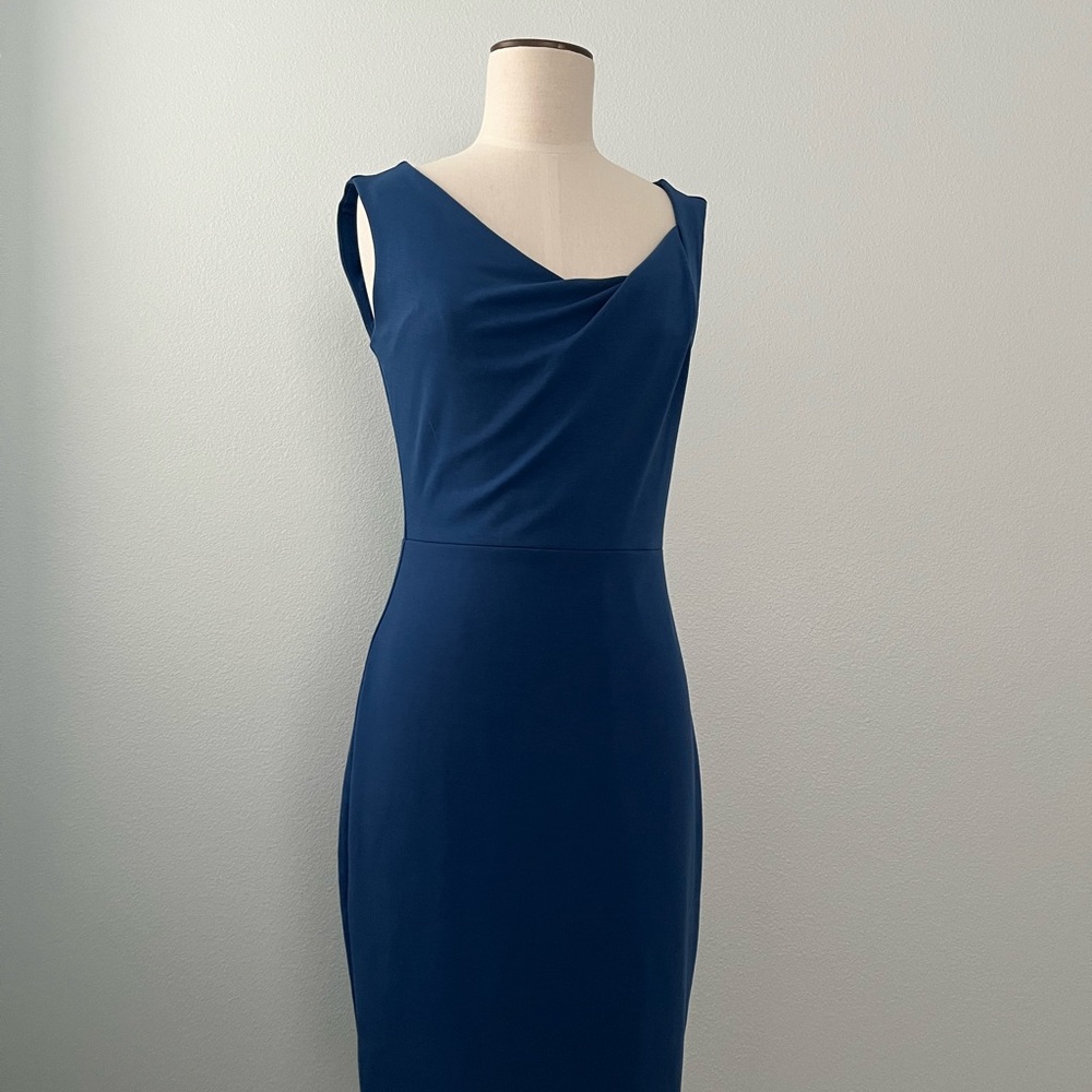 White House Black Market Blue Asymmetrical Sheath Dress